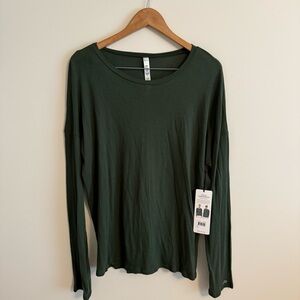 ALO Falls Yoga Long Sleeve Top Dark Green
